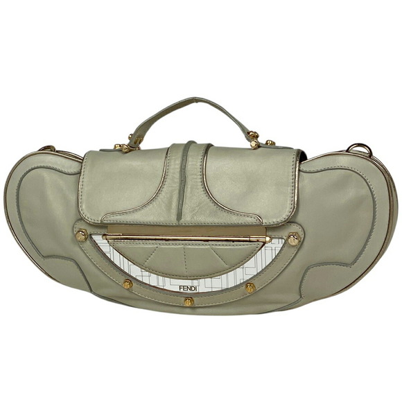 FENDI Shoulder Bag Zucca Leather Gray - Picture 1 of 7